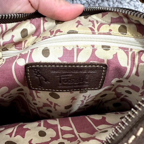 Fossil Crossbody Bag Women Brown Leather Suede Boho Utility Y2K Indie Hippie - Picture 7 of 14